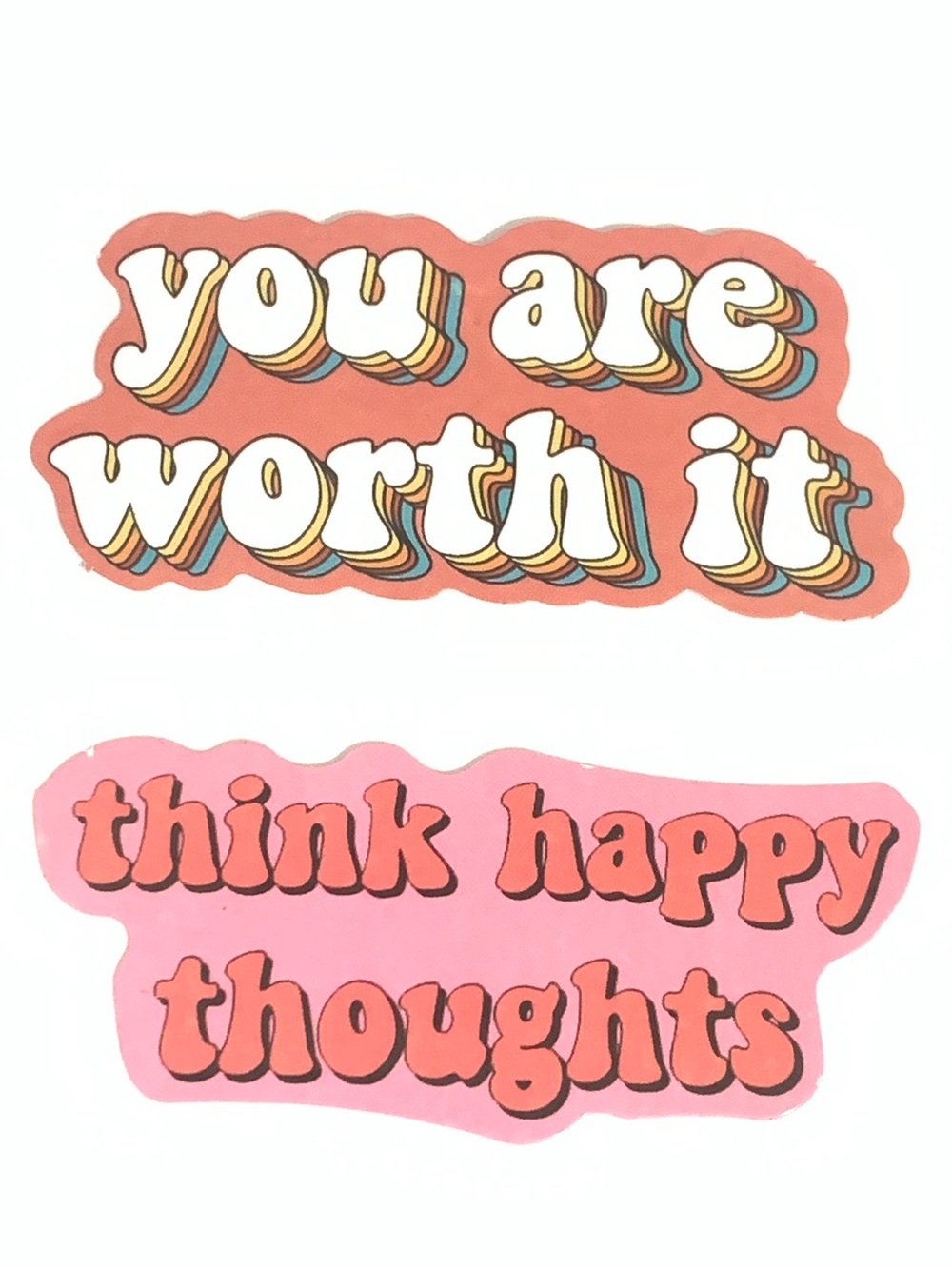 Inspirational Pink Vinyl Sticker Set – Think Happy Thoughts